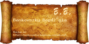 Benkovszky Begónia névjegykártya
